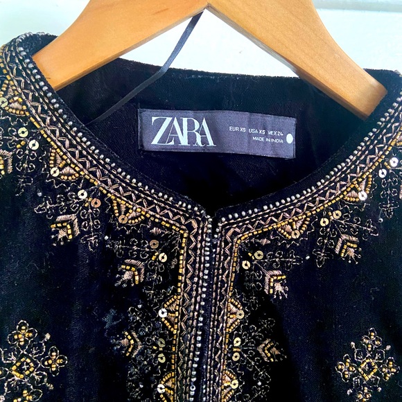 Zara Beaded & Embroidered Velvet Jacket - Picture 2 of 3